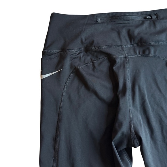 Nike Fast Women's Mid-Rise Crop Running Leggings Multi Pocket - Black Size Large - Picture 8 of 12